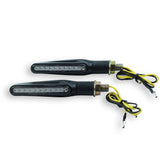 Pair of Sequential LED Indicators with slim black housings, wired leads and mounting threads
