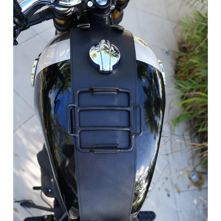 Mini tank rack for Royal Enfield leather tank strap and small pouch