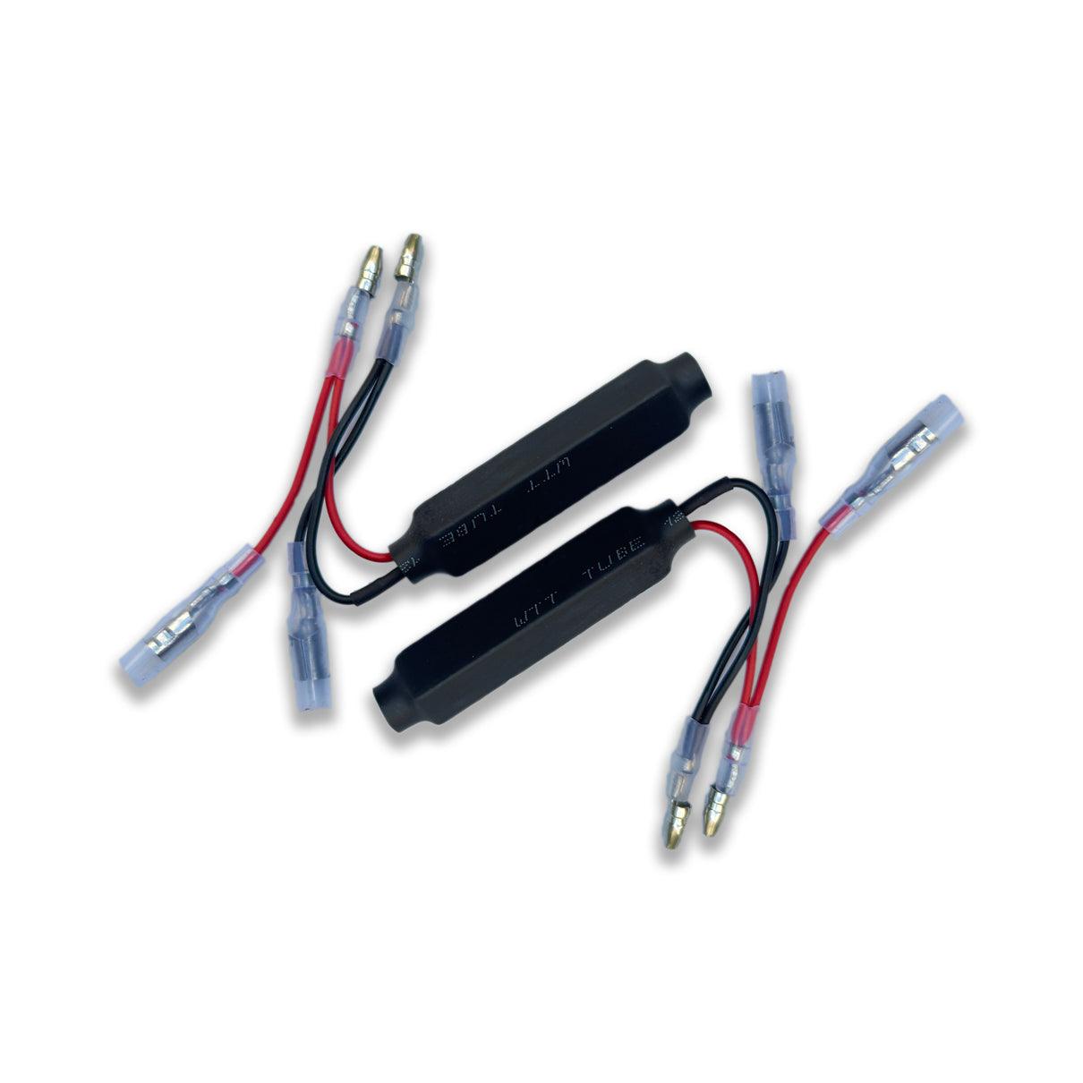 Plug-and-play LED flash resistors for motorcycle indicators. No splicing required