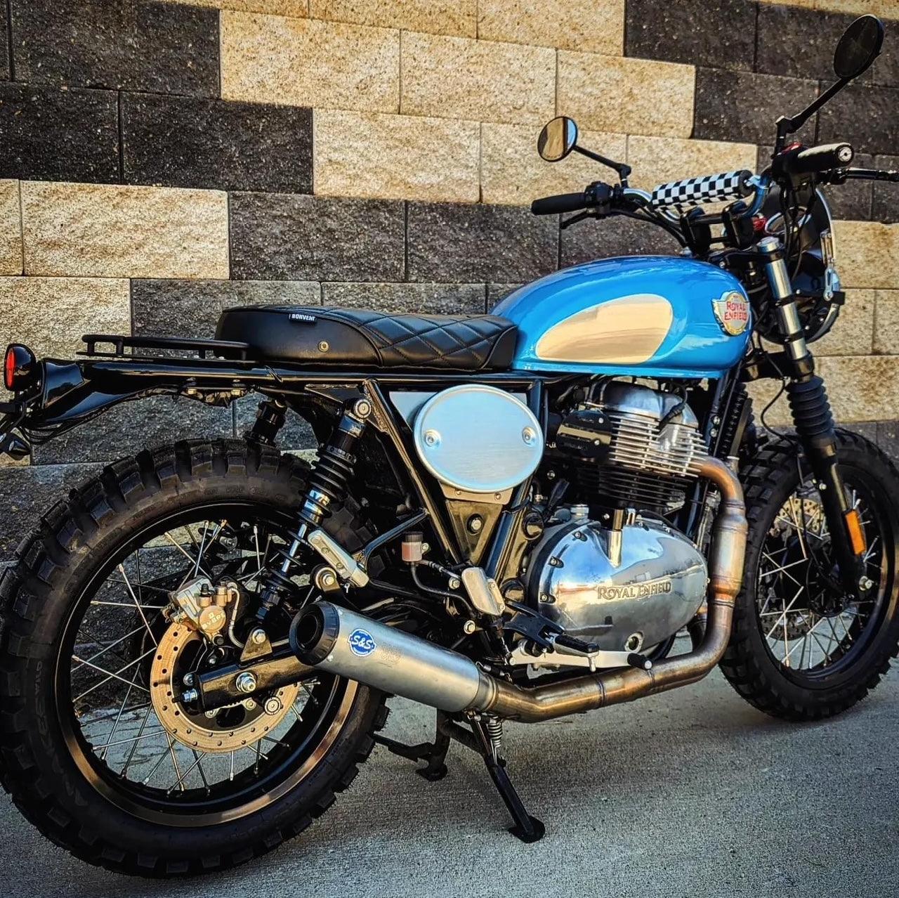 Royal Enfield 650 custom scrambler with Bonvent single seat, short rear setup and premium solo rider look