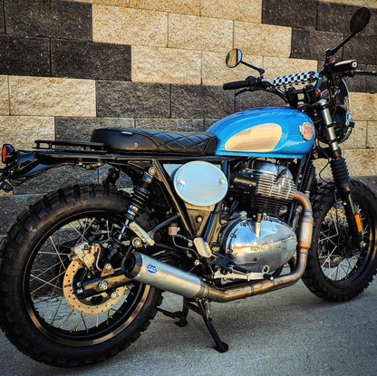 Royal Enfield 650 custom scrambler with Bonvent single seat, short rear setup and premium solo rider look