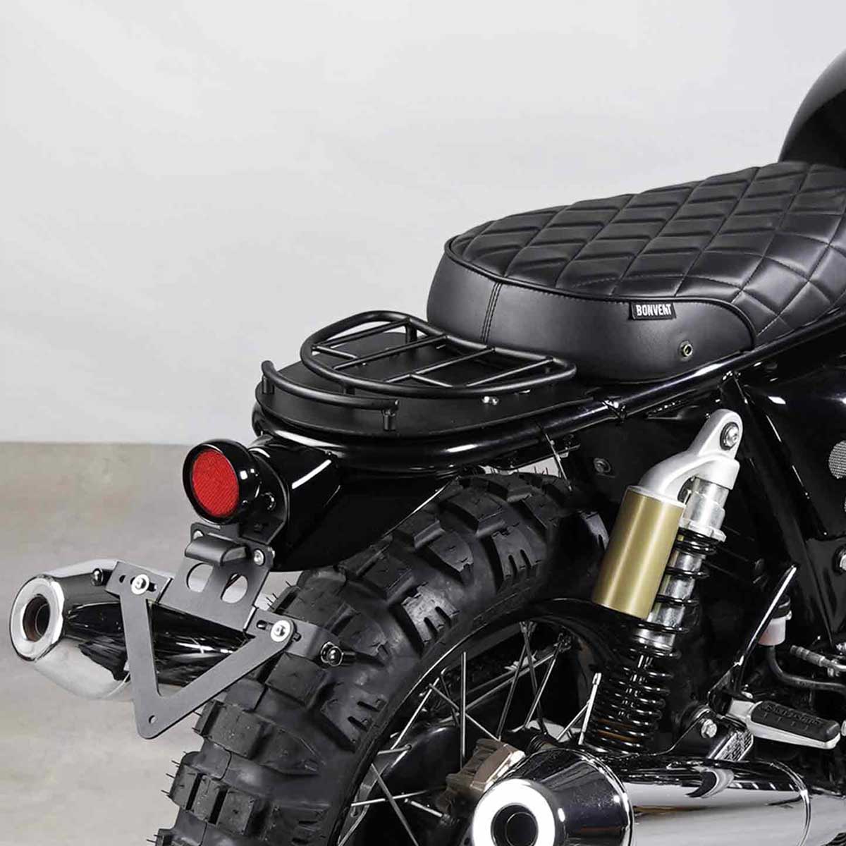 Royal Enfield Continental GT 650 rear view with custom modular seat and mini tail tidy