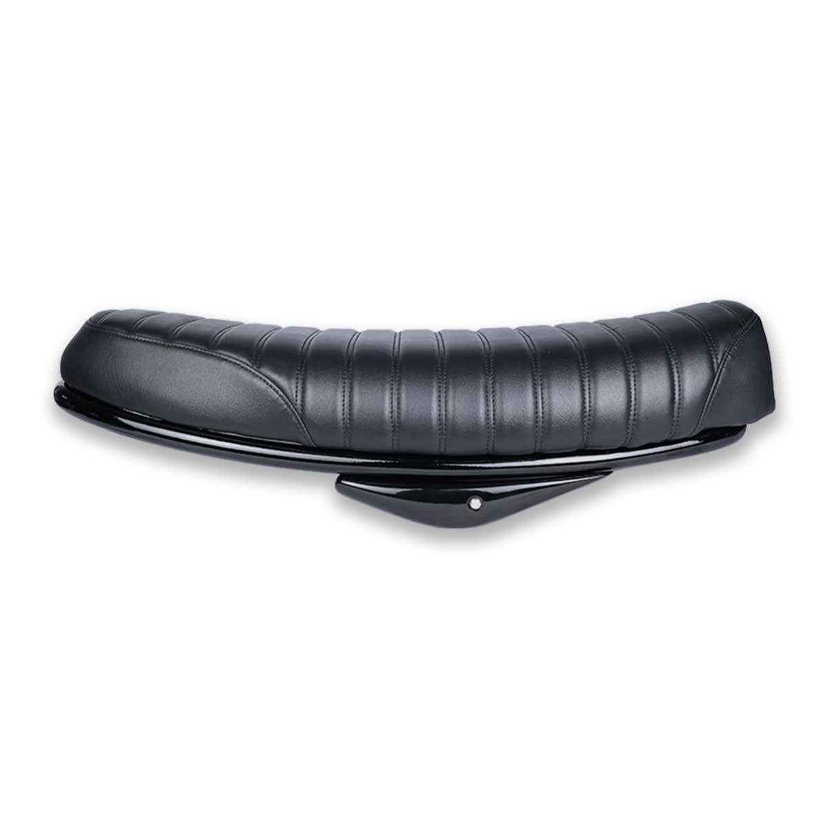Royal Enfield Hunter 350 black ribbed seat with gloss black side panels for scrambler custom build