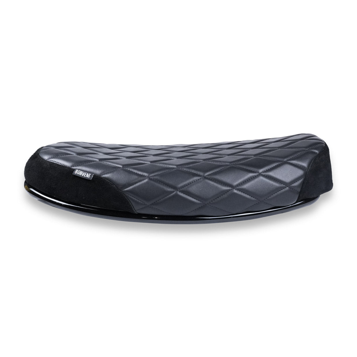 Black diamond stitched flat seat with suede side panels for Royal Enfield Hunter 350