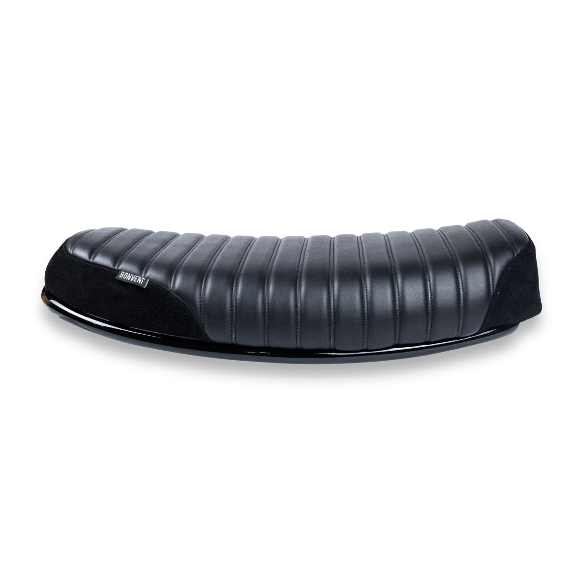 Black ribbed flat seat with suede side panels for Royal Enfield Hunter 350