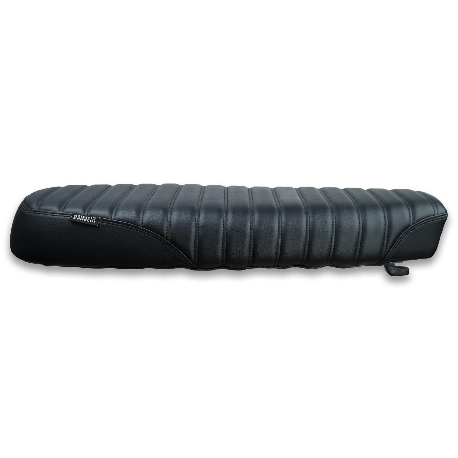 Black ribbed custom seat fitted on Royal Enfield Interceptor 650 and Continental GT 650