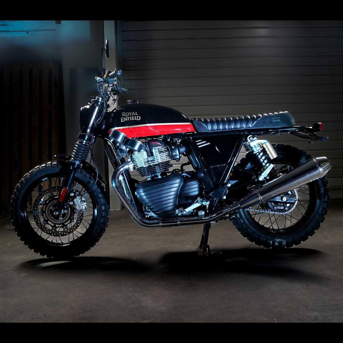 Royal Enfield Interceptor 650 transformed with a Bonvent model-specific scrambler kit