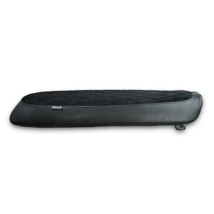Black diamond stitched suede Flat Scrambler Seat for Interceptor 650