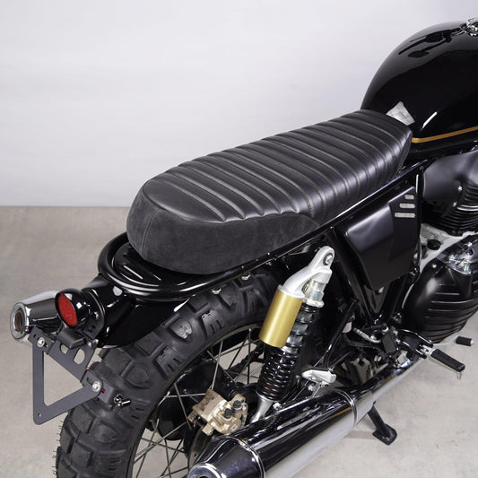 Signature Suede Scrambler Seat in Classic design for Royal Enfield bikes. Enhanced comfort