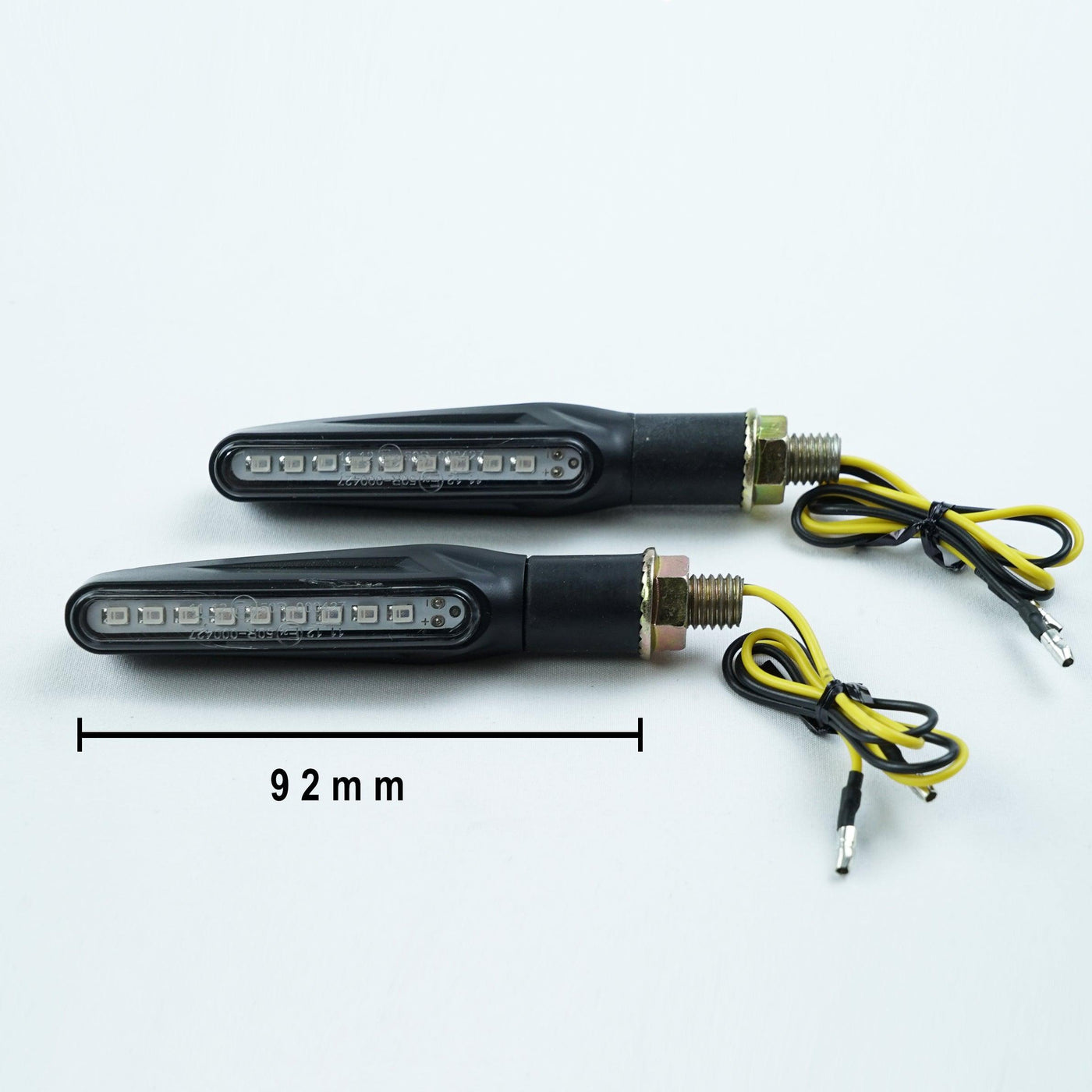 Strip Scrambler LED turn signals with EMARK certification for custom motorcycle builds