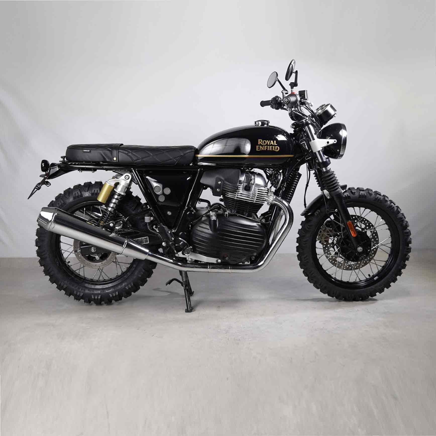 Stylish luggage rack and seat kit for scramblers. Fits Royal Enfield Continental GT 650