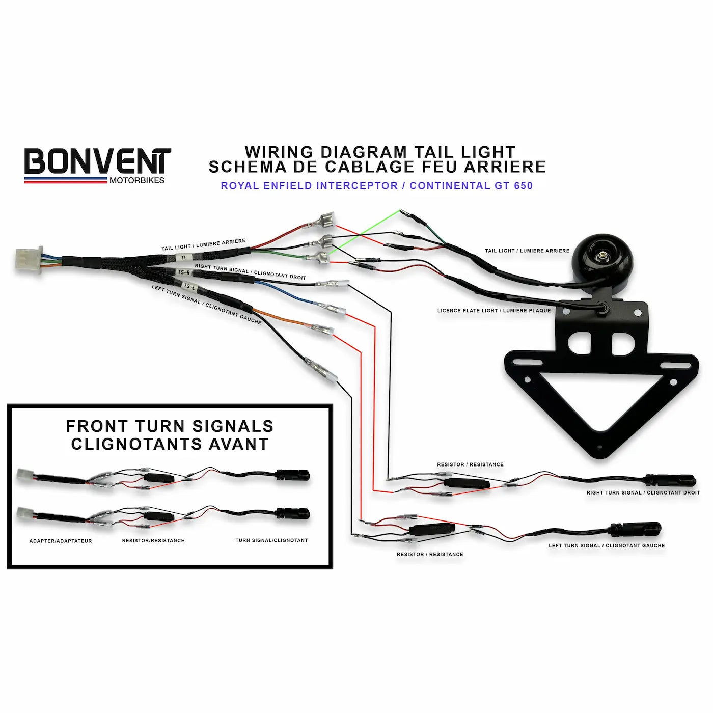 Wiring diagram for Royal Enfield tail tidy and tail light kit