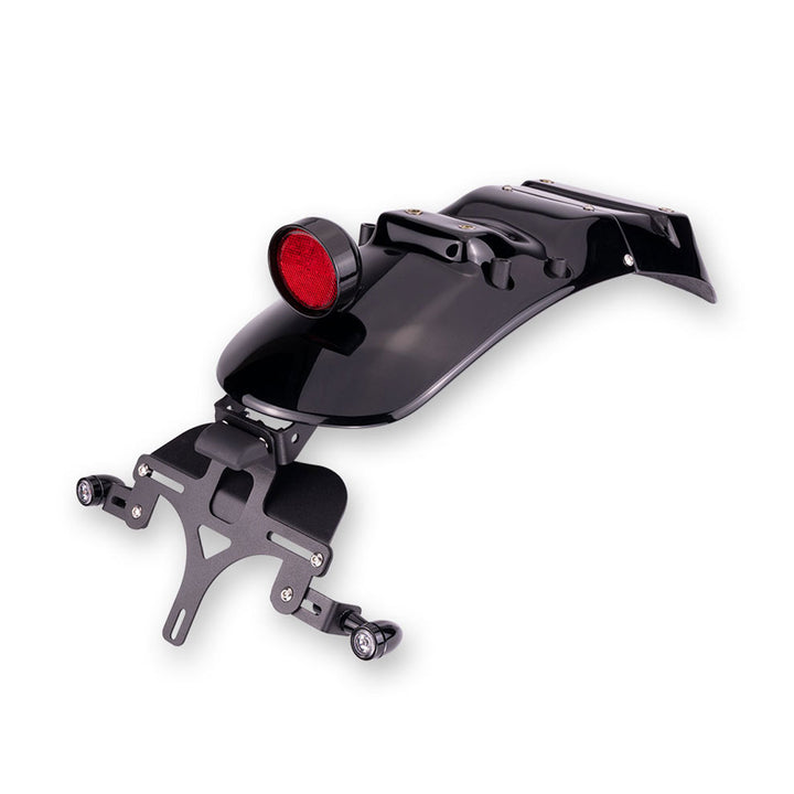 Taillight and rear mudguard assembly for Royal Enfield Hunter 350 photographed on white background from angled view