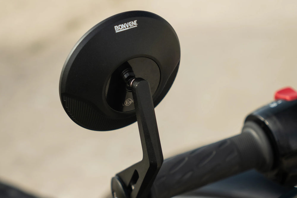 CNC aluminium Bonvent bar-end mirror fitted to a Triumph Bonneville T120