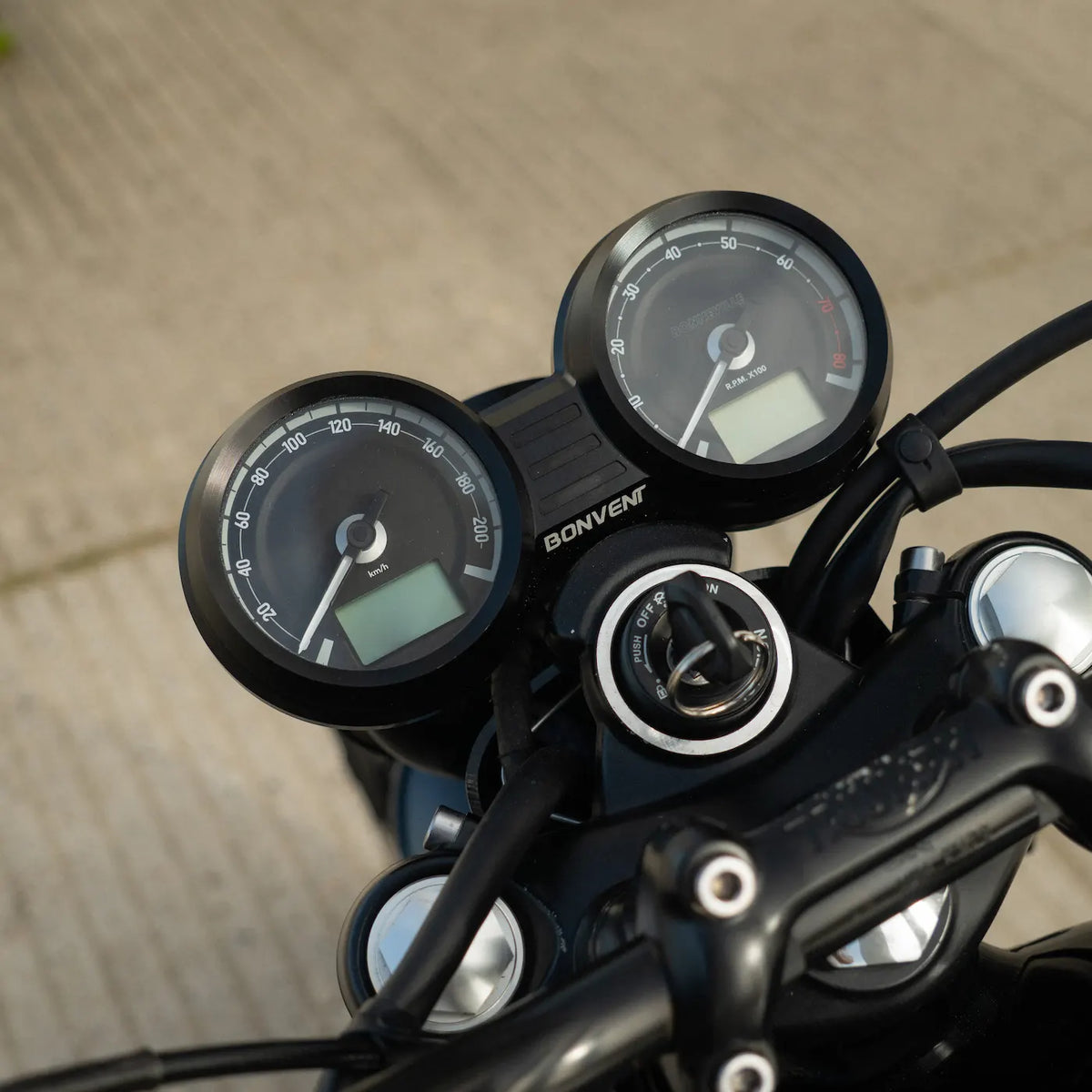 CNC-machined aluminium Mini Speedo Case developed by Bonvent for Triumph Bonneville motorcycles